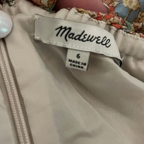 MADEWELL Pink Multi Floral Silk Off the Shoulder Mini Dress Size 6 - Picture 10 of 10